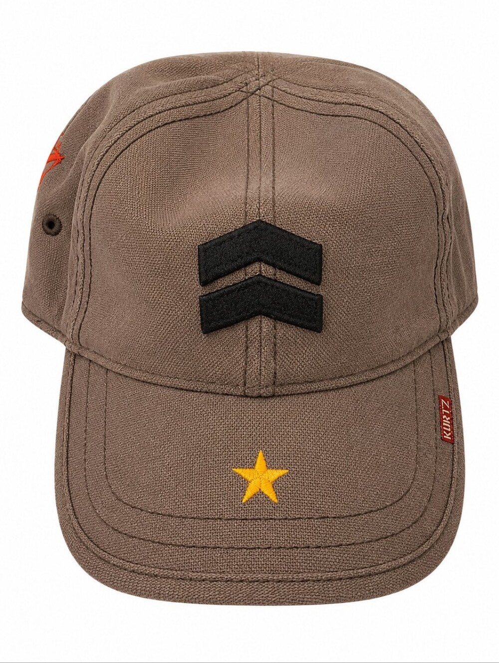A. Kurtz Military Style Canvas Cap Brown Distressed Army Hat One Size
